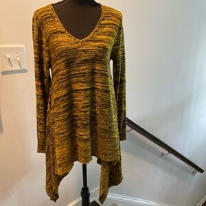 Cupio Tunic Size L Black Gold Melange Print Boho Style Transitional Hippie Vibe